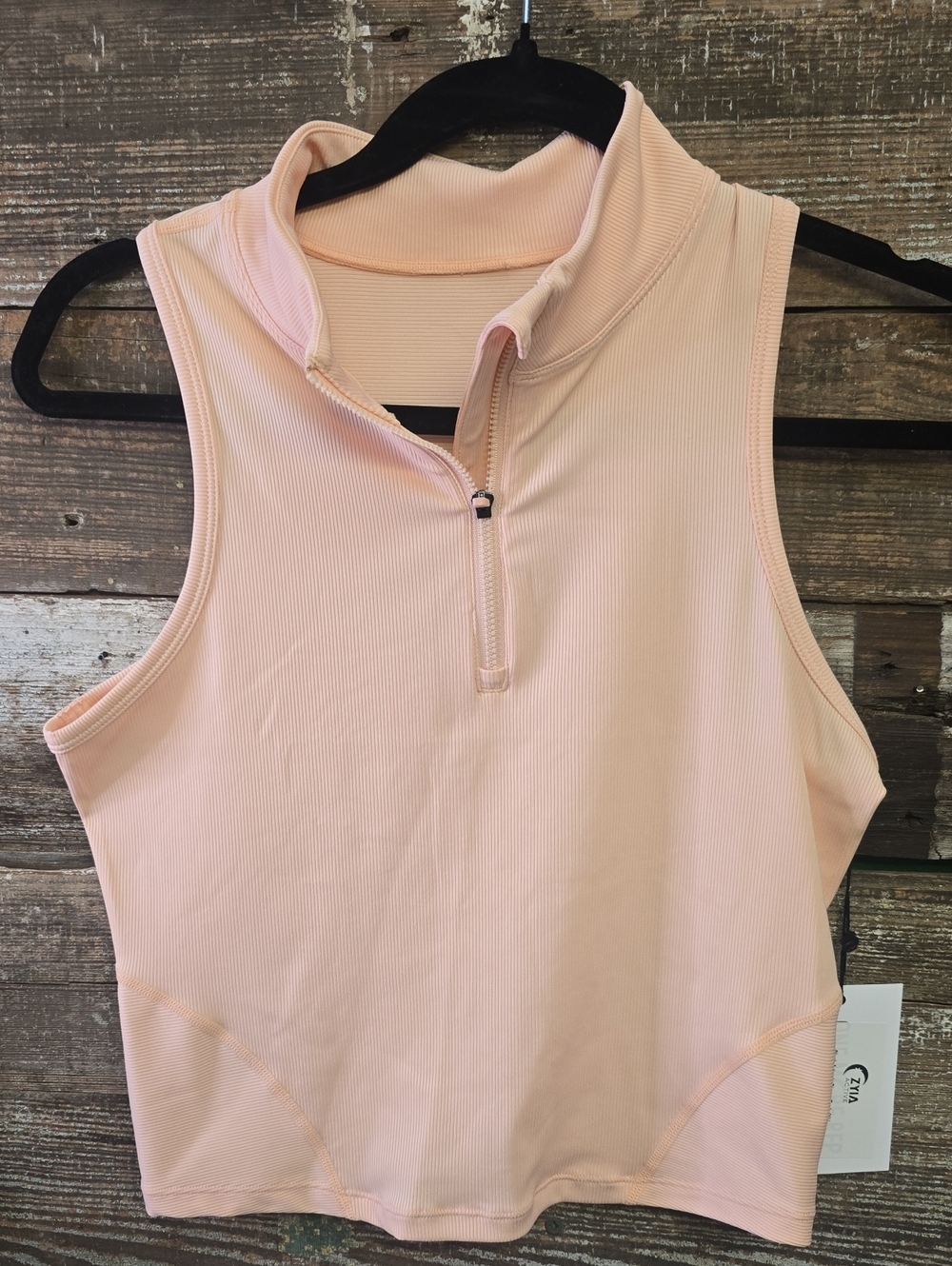 ZYIA Sleeveless Zip-Front Tank Top - Light Pink, NWT